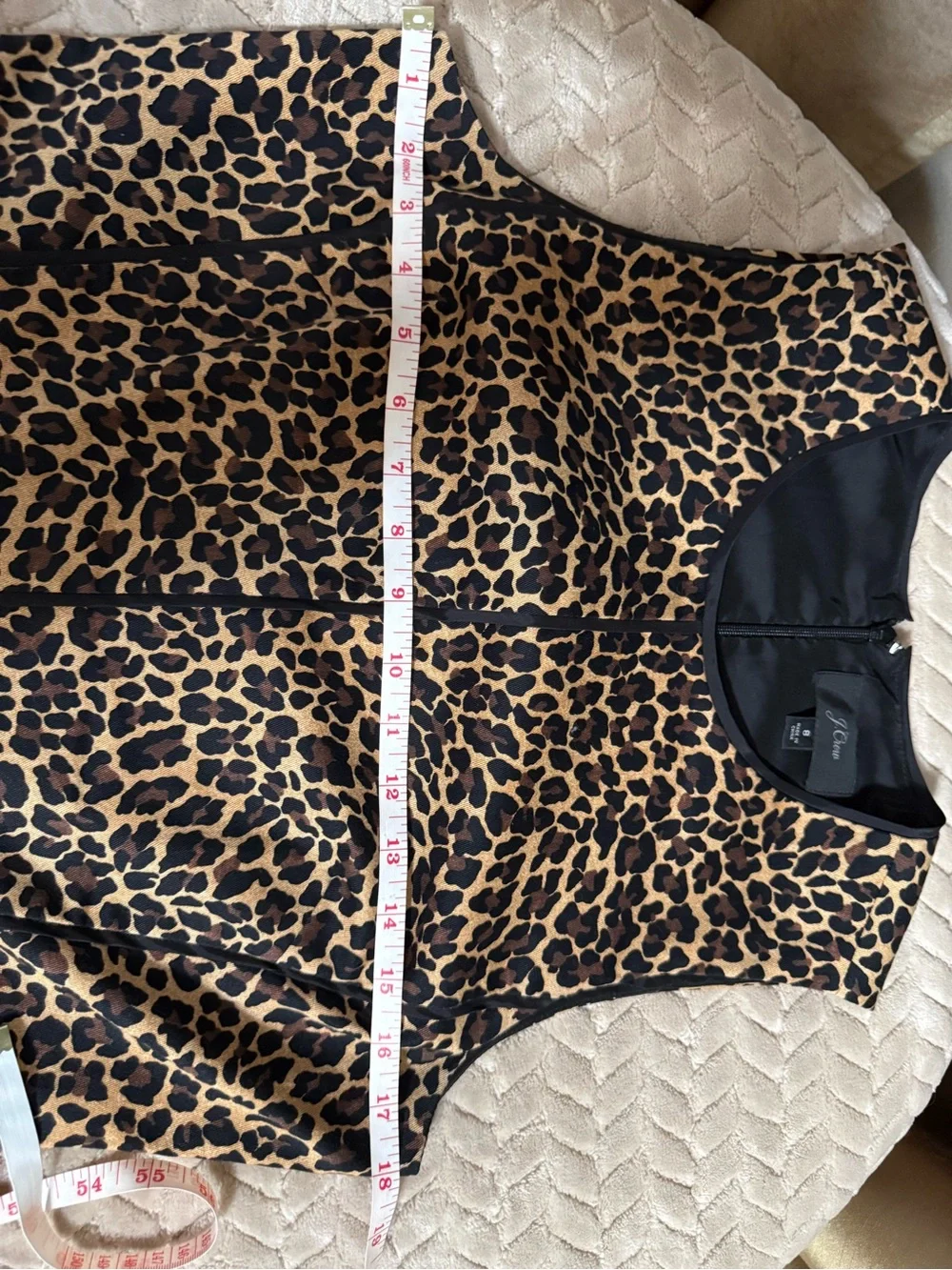J.Crew Sleeveless Leopard Print Bi-Stretch Cotton Sheath Dress Size 8
